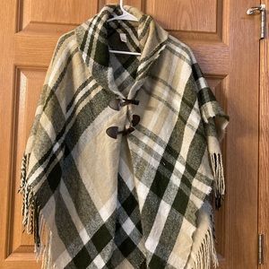Plaid poncho shrug